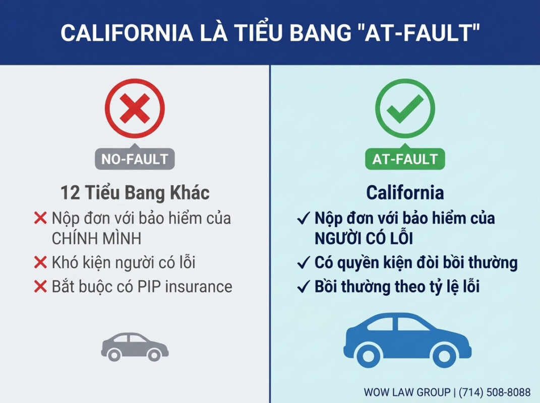 Hệ thống lỗi "at-fault" ở California giúp bảo vệ quyền lợi của người bị tai nạn tốt hơn