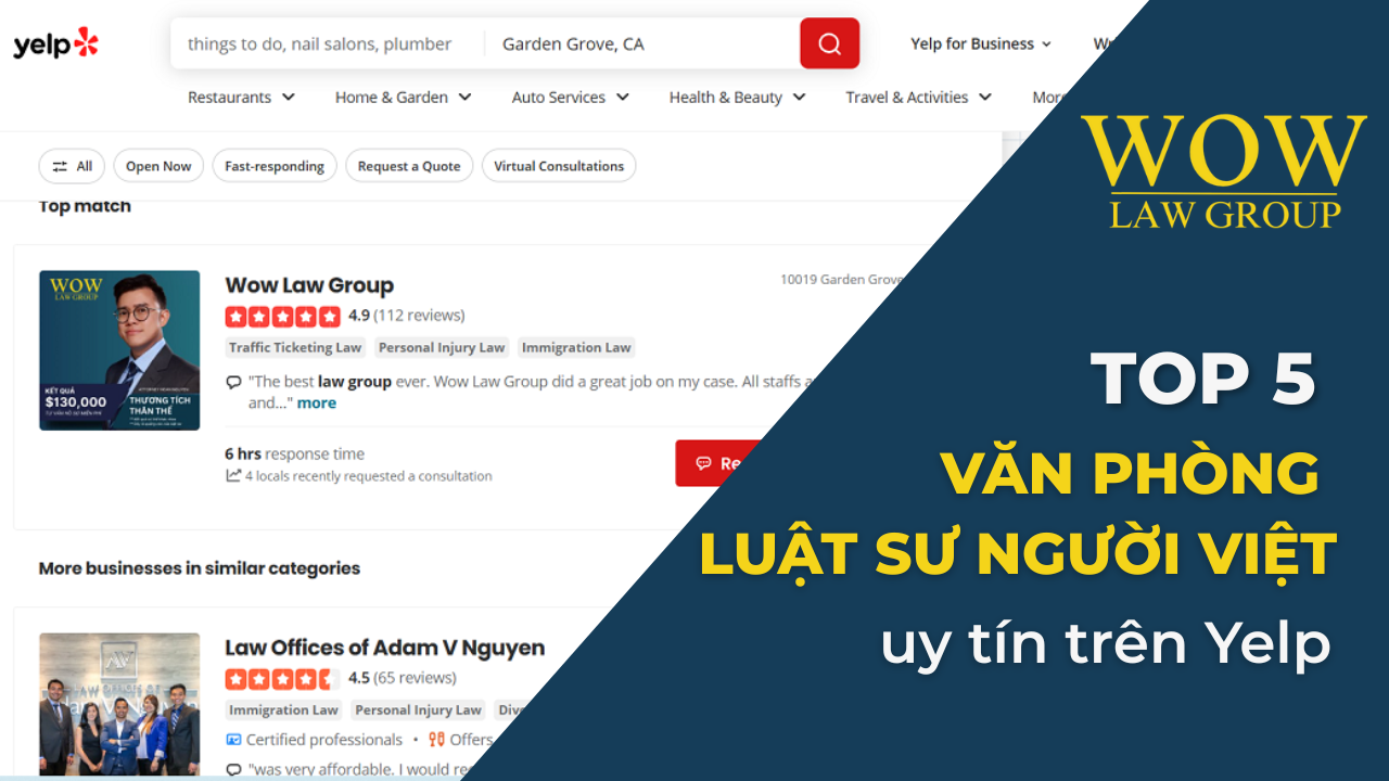 Top 5 Văn Phòng Luật Sư Người Việt Được Đề Xuất Nhiều Nhất Trên Yelp