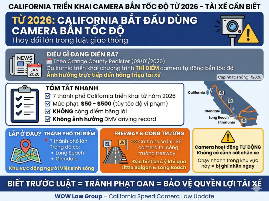 Camera Bắn Tốc Độ Sắp Có Mặt Tại California (Cập nhật: Tháng 1/2026): Cộng Đồng Người Việt Cần Lưu Ý Gì?