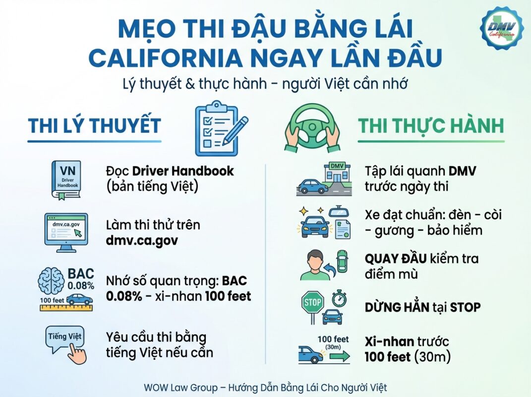 Mẹo Thi Đậu Ngay Lần Đầu Tại California