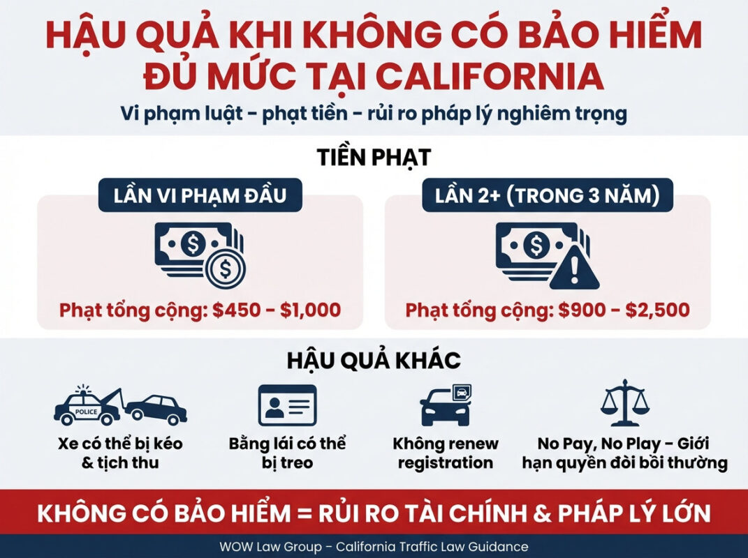 Hậu Quả Nếu Không Có Bảo Hiểm Xe Đủ Mức Tại California