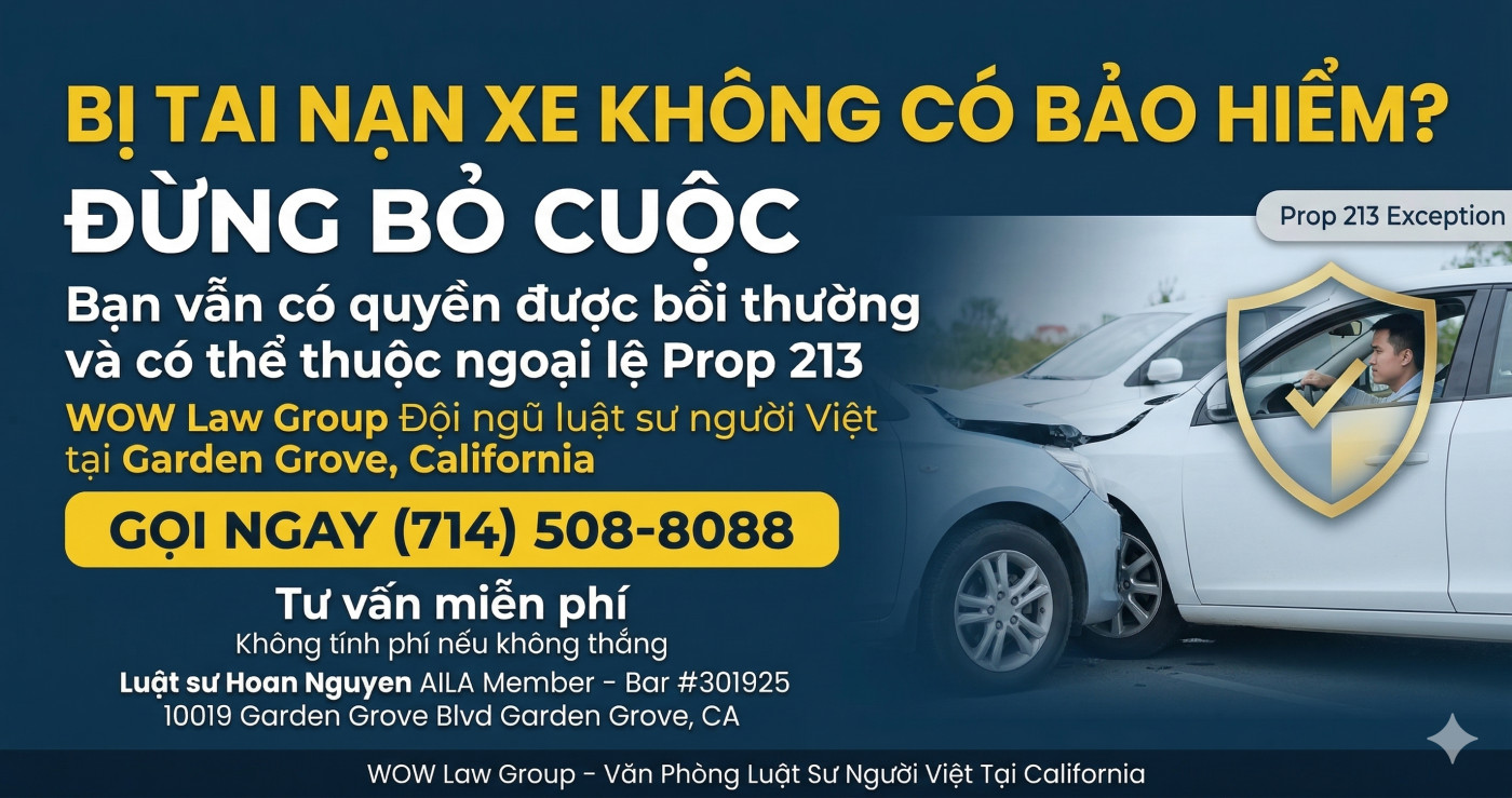 Đừng tự bỏ cuộc. Bạn vẫn có quyền được bồi thường — và có thể rơi vào ngoại lệ Prop 213.