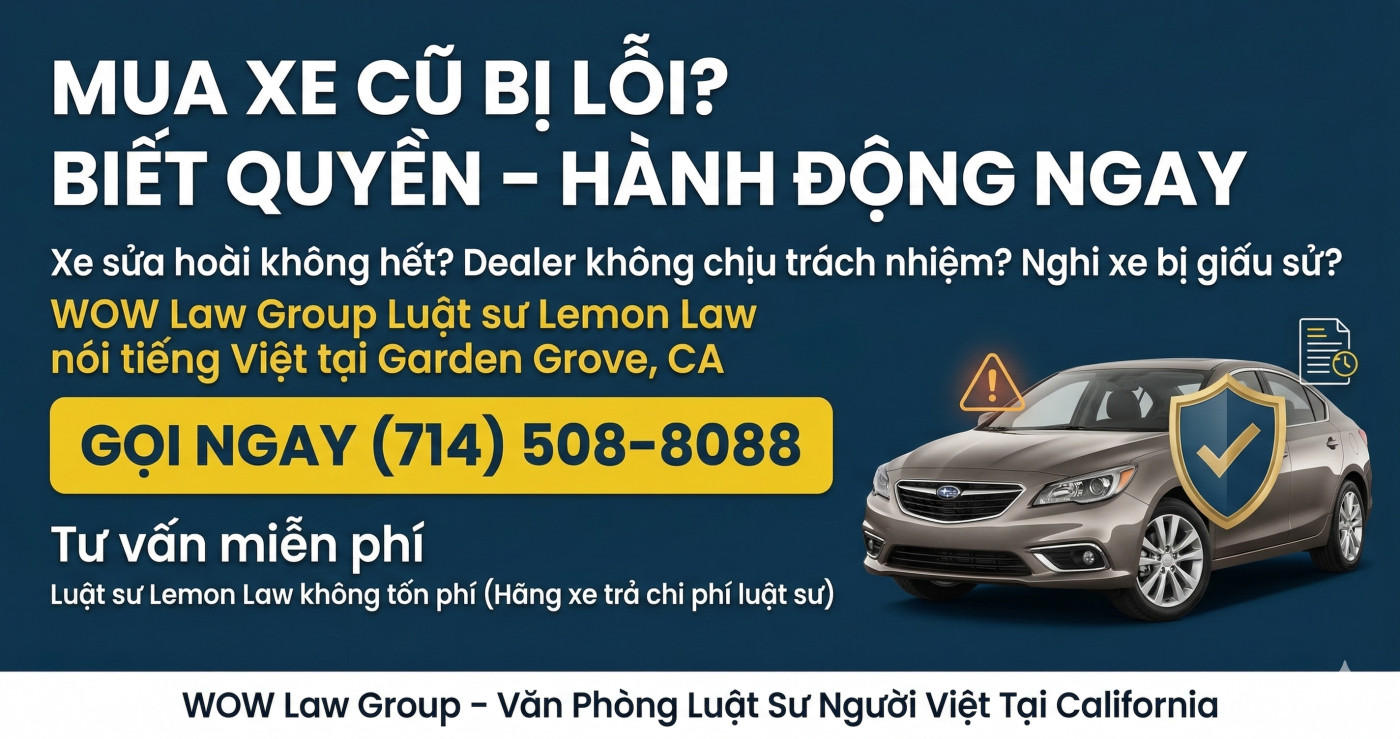 MUA XE CŨ BỊ LỖI? BIẾT QUYỀN – HÀNH ĐỘNG NGAY