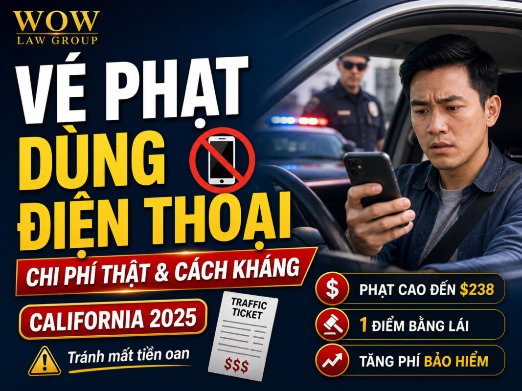 Vé Phạt Dùng Điện Thoại Khi Lái Xe California 2025