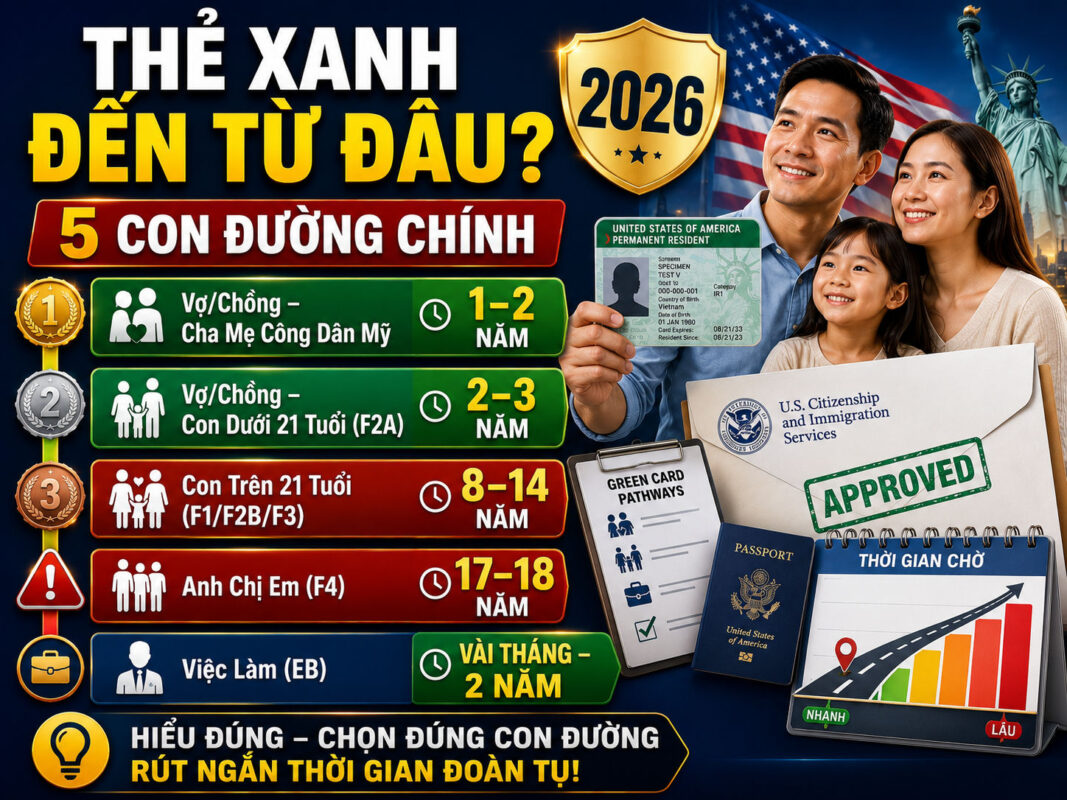 5 Con Đường Chính Có Thẻ Xanh Mỹ